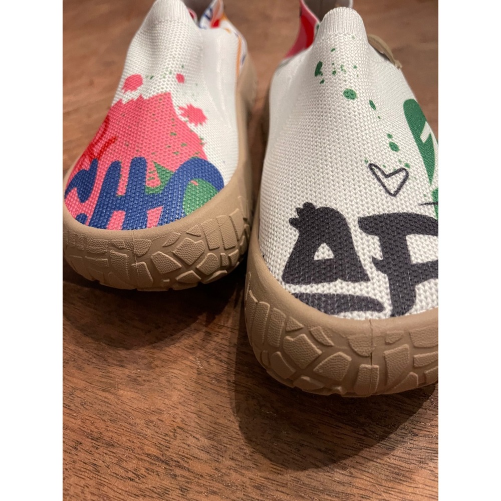 Hola Camel Graffiti Print Knit Slip On Barefoot Sneakers Multi Color Size 37 - Picture 4 of 9